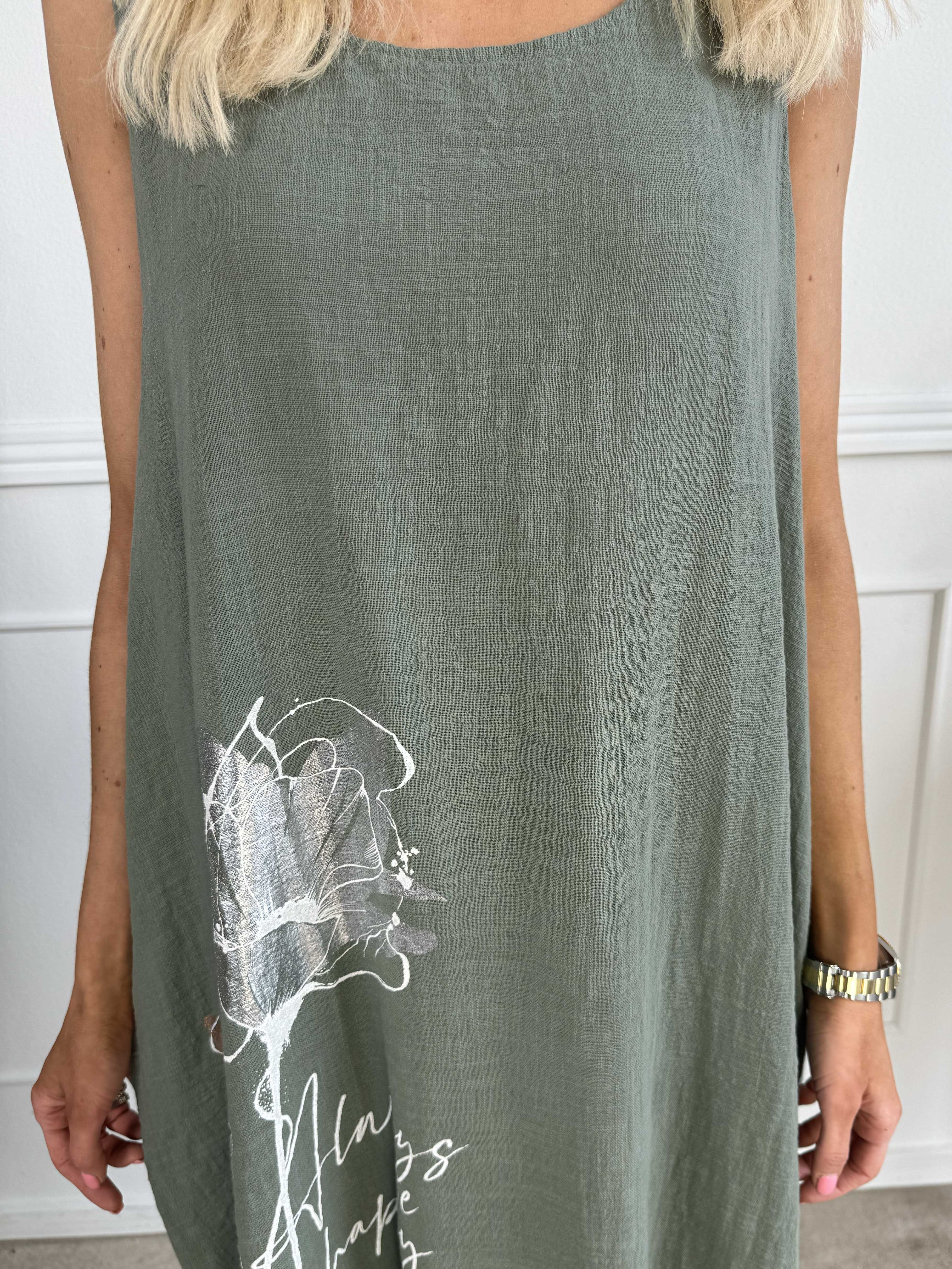 Mille - Sommarklänning i linne-look med volang